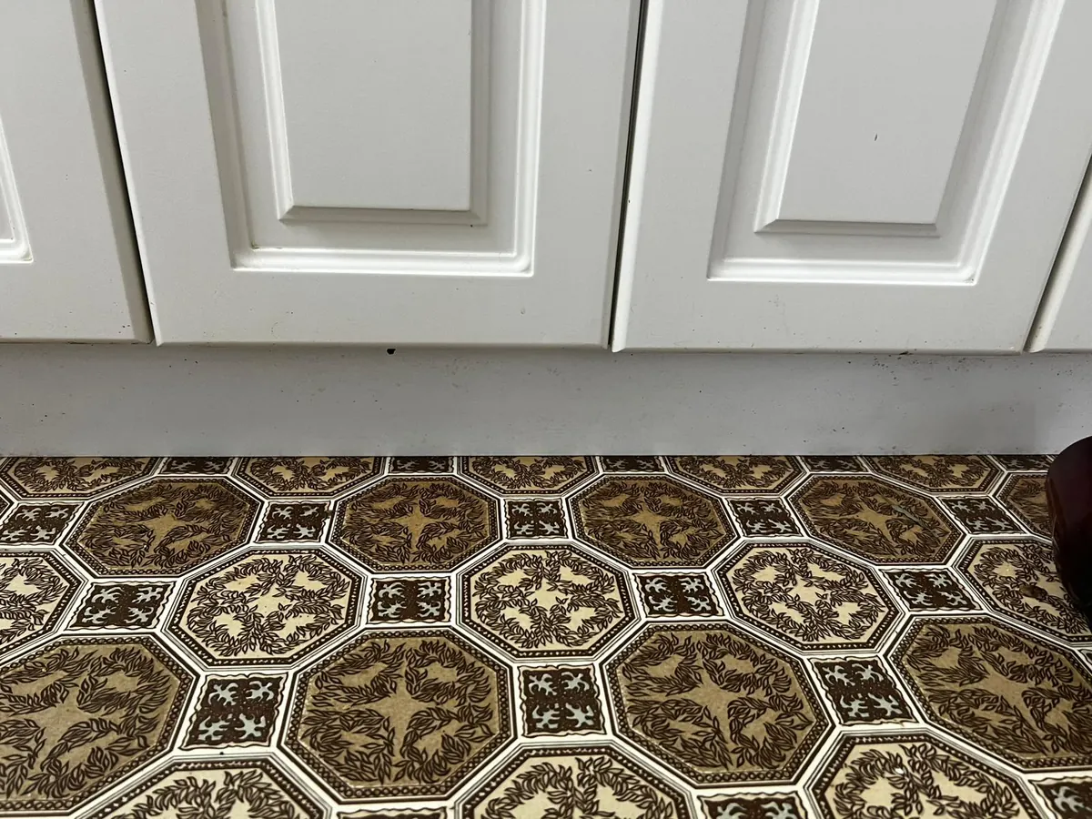 Kitchen cupboards and skirting after cleaning
